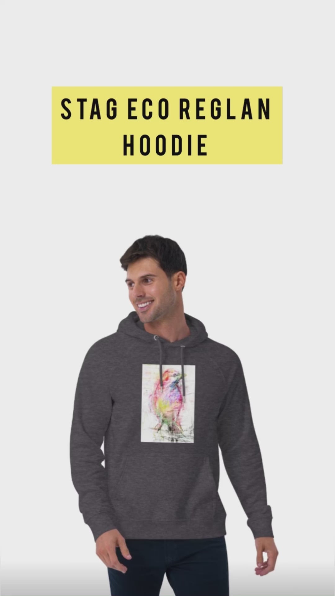 charcoal unisex hoodie with exclusive artwork "Sparrow" print 