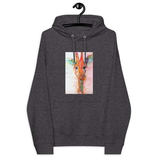 charcoal unisex hoodie with exclusive artwork "Real Gone Giraffe" print 