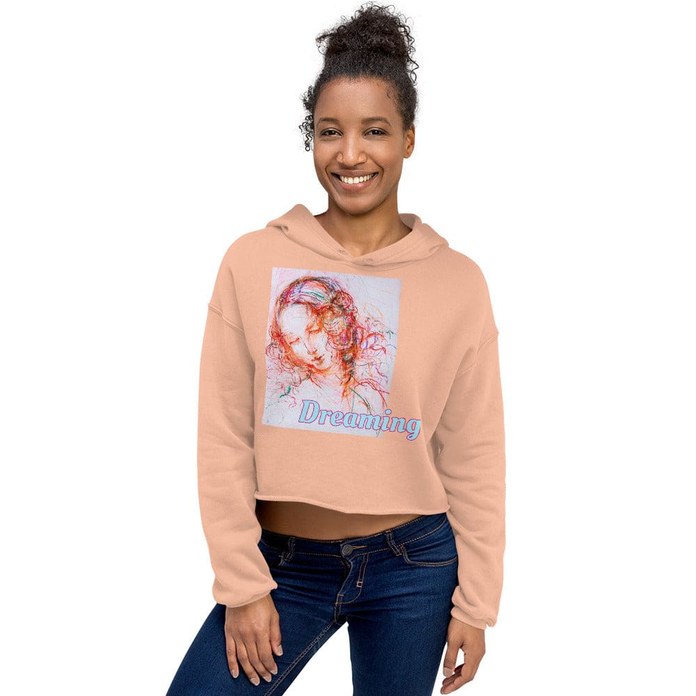 Pink crop hoodie with exclusive artwork "Pink Leda" print 