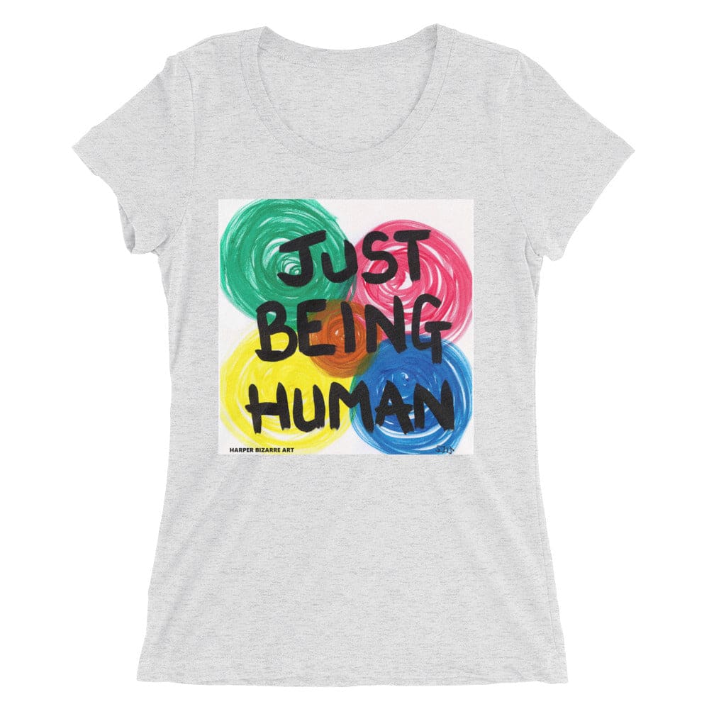 Grey tee shirt with exclusive artwork "Just being human" print 